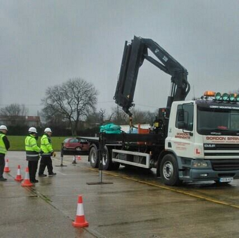 Trucks with workers